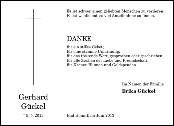 Anzeige von Gerhard Gückel von General-Anzeiger Bonn