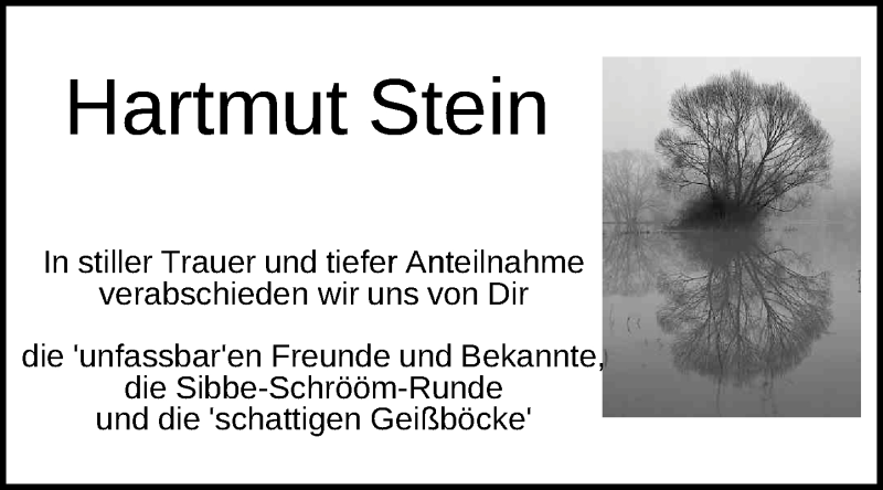  Traueranzeige für Hartmut Stein vom 24.09.2016 aus General-Anzeiger Bonn