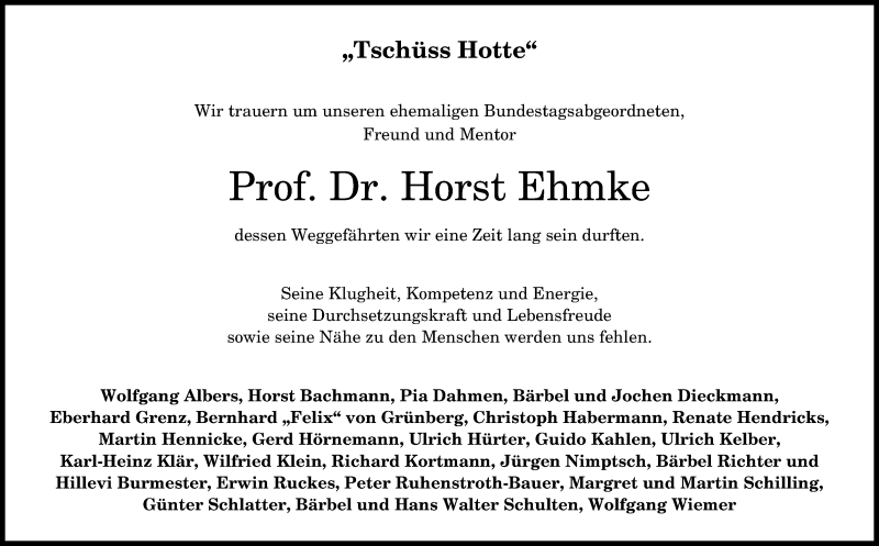  Traueranzeige für Horst Ehmke vom 18.03.2017 aus General-Anzeiger Bonn