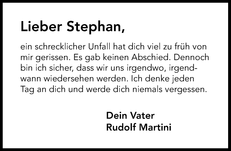  Traueranzeige für Stephan Martini vom 20.01.2018 aus General-Anzeiger Bonn