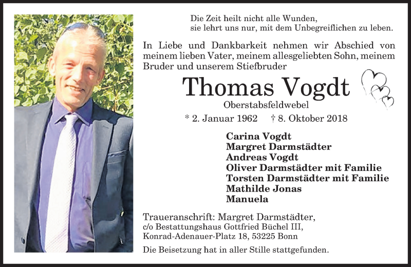  Traueranzeige für Thomas Vogdt vom 20.10.2018 aus General-Anzeiger Bonn