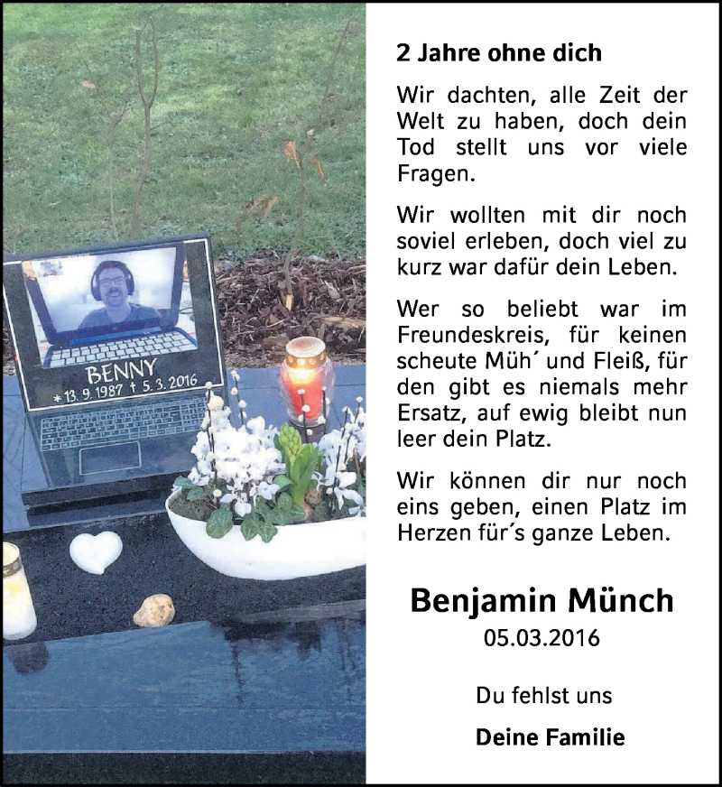  Traueranzeige für Benjamin Münch vom 05.03.2018 aus General-Anzeiger Bonn