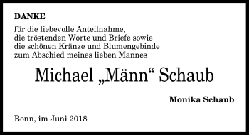 Anzeige von Michael Schaub von General-Anzeiger Bonn