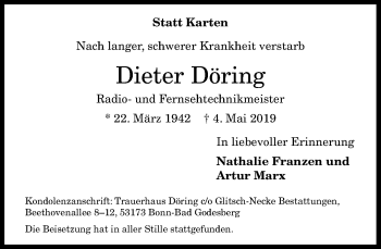 Anzeige von Dieter Döring von General-Anzeiger Bonn