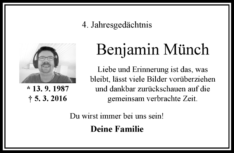 Traueranzeige für Benjamin Münch vom 05.03.2020 aus General-Anzeiger Bonn