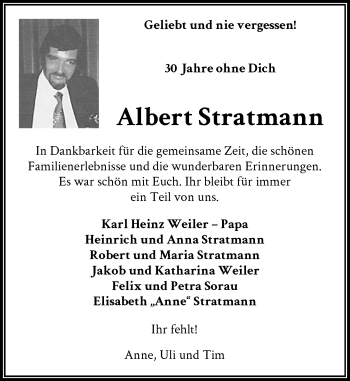 Anzeige von Albert Stratmann von General-Anzeiger Bonn
