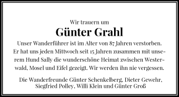 Anzeige von Günter Grahl von General-Anzeiger Bonn