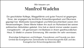 Anzeige von Manfred Wadehn von General-Anzeiger Bonn