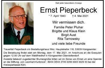 Anzeige von Ernst Pieperbeck von General-Anzeiger Bonn