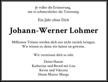 Anzeige von Johann-Werner Lohmer von General-Anzeiger Bonn