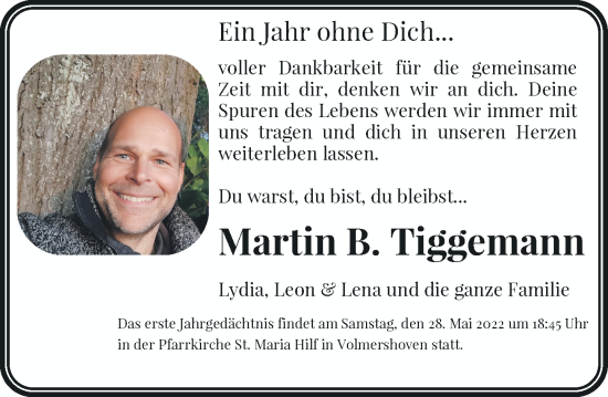 Anzeige von Martin B. Tiggemann von General-Anzeiger Bonn