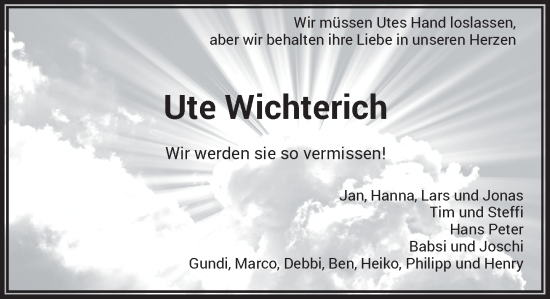 Anzeige von Ute Wichterich 