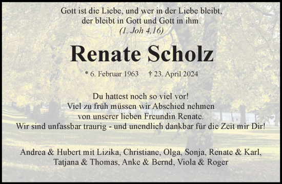 Anzeige von Renate Scholz von General-Anzeiger Bonn